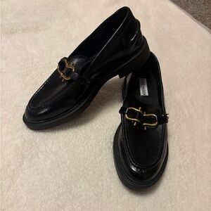 Steve Madden Black Loafers with Gold Accent